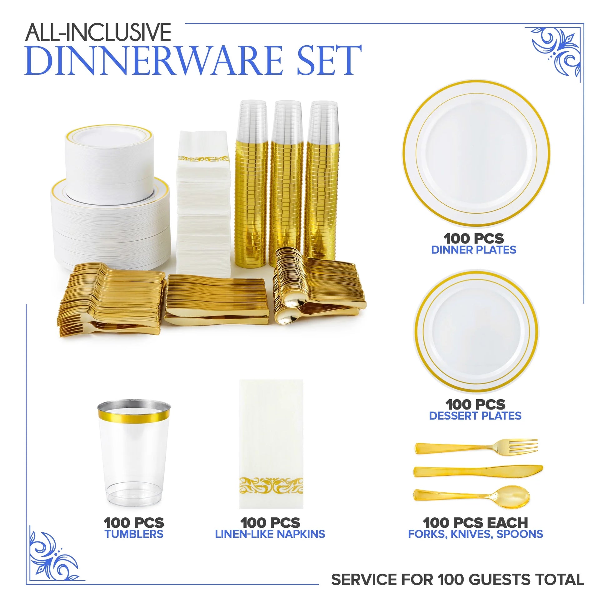 700 Piece Gold Dinnerware Party Set