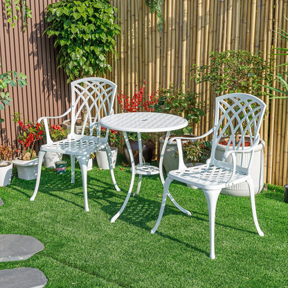 3 Pcs Bistro Set White Table 2 Chairs Outdoor Patio Furniture Weather Resistant