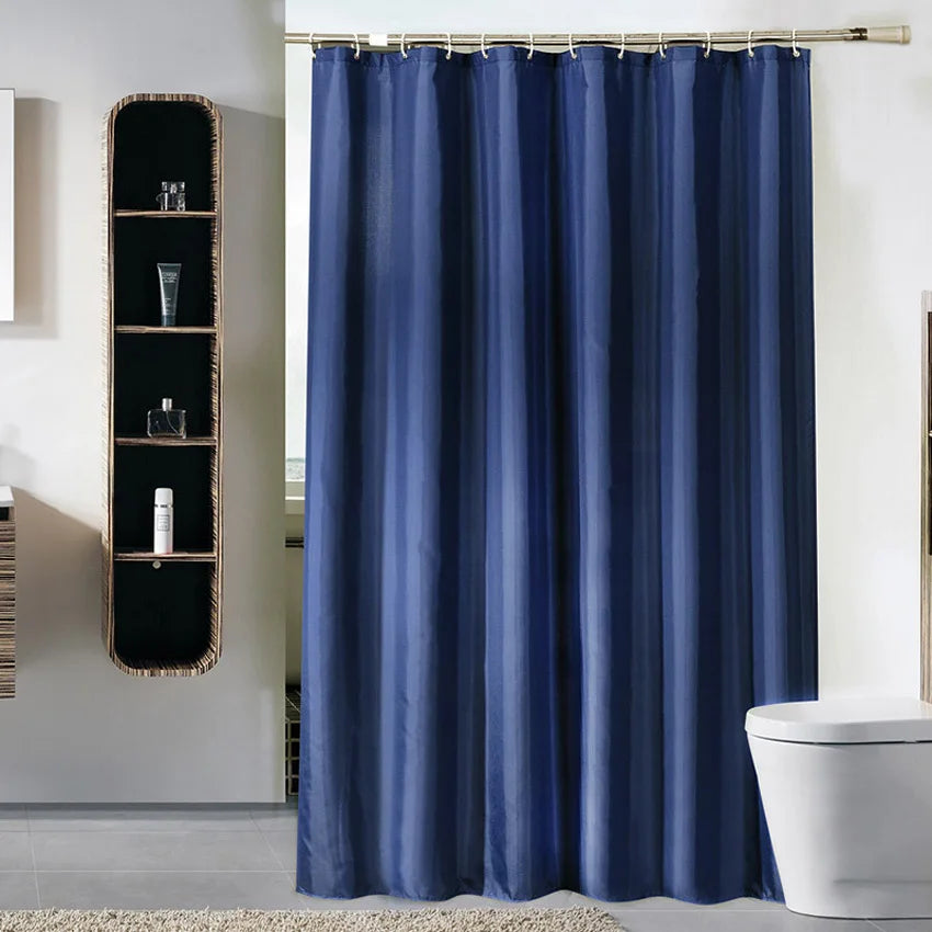 Solid Color Shower Curtain Dark Blue Waterproof Bath Curtains Bathroom for Bathtub Bathing Cover Extra Large Wide 12Pcs Hooks