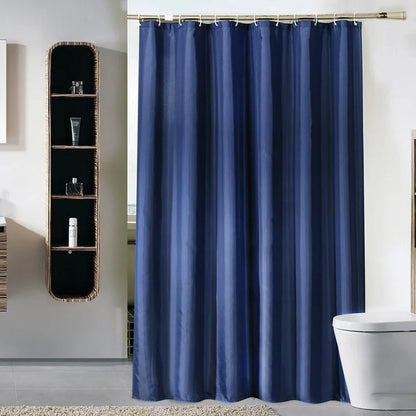 Solid Color Shower Curtain Dark Blue Waterproof Bath Curtains Bathroom for Bathtub Bathing Cover Extra Large Wide 12Pcs Hooks