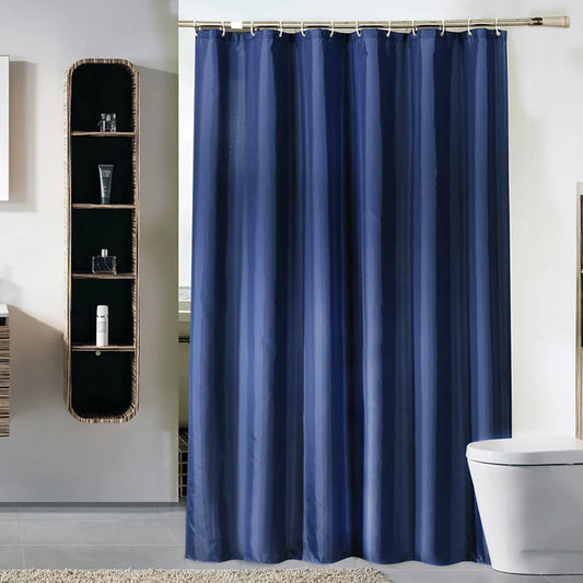 Solid Color Shower Curtain Dark Blue Waterproof Bath Curtains Bathroom for Bathtub Bathing Cover Extra Large Wide 12Pcs Hooks