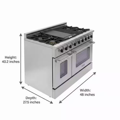 Entree 48 In. 7.2 Cu. Ft. Professional Style Gas Range with Convection Oven in Stainless Steel