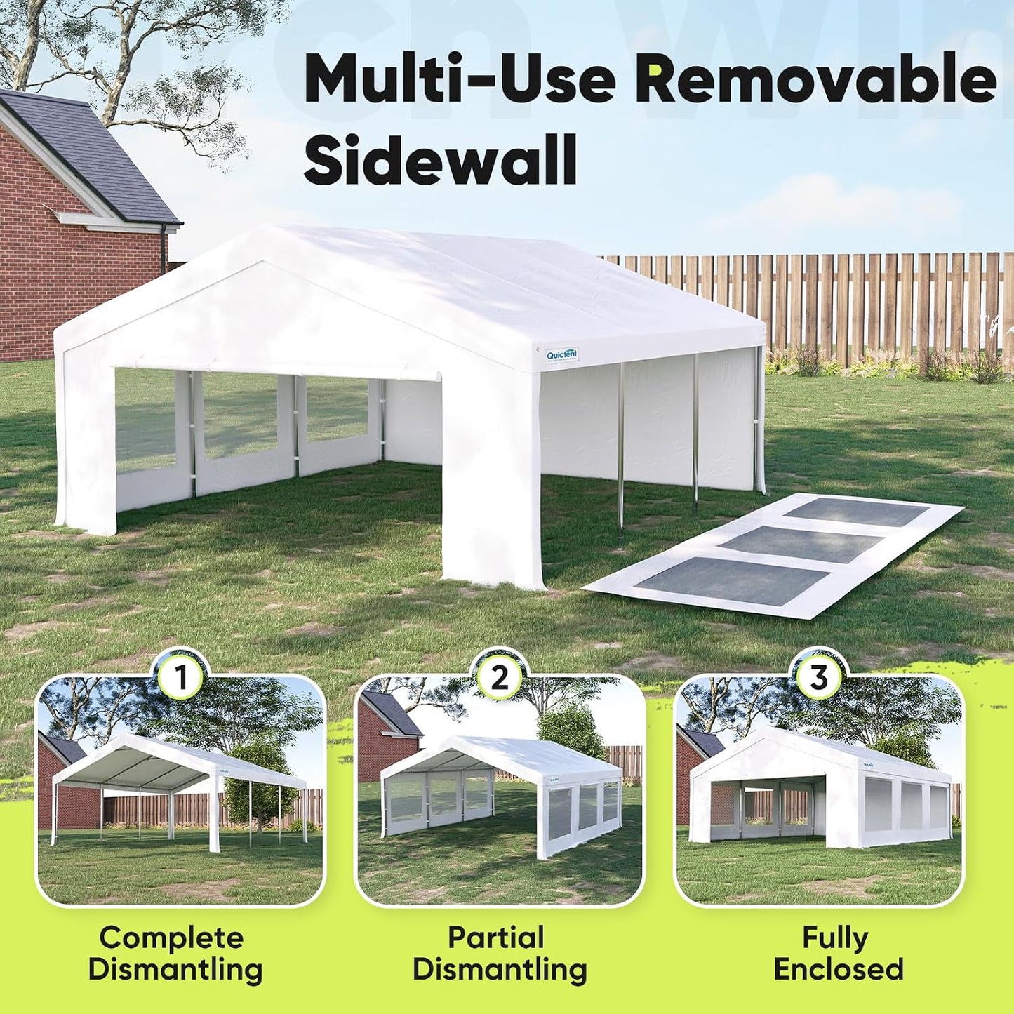 20X20Ft Heavy Duty Party Tent Outdoor Canopy with Mesh Windows | Side-Opening Screen Sidewalls, 1.5" Galvanized Steel Frame,160G PE Waterproof Canopy for Weddings, Parties & Events