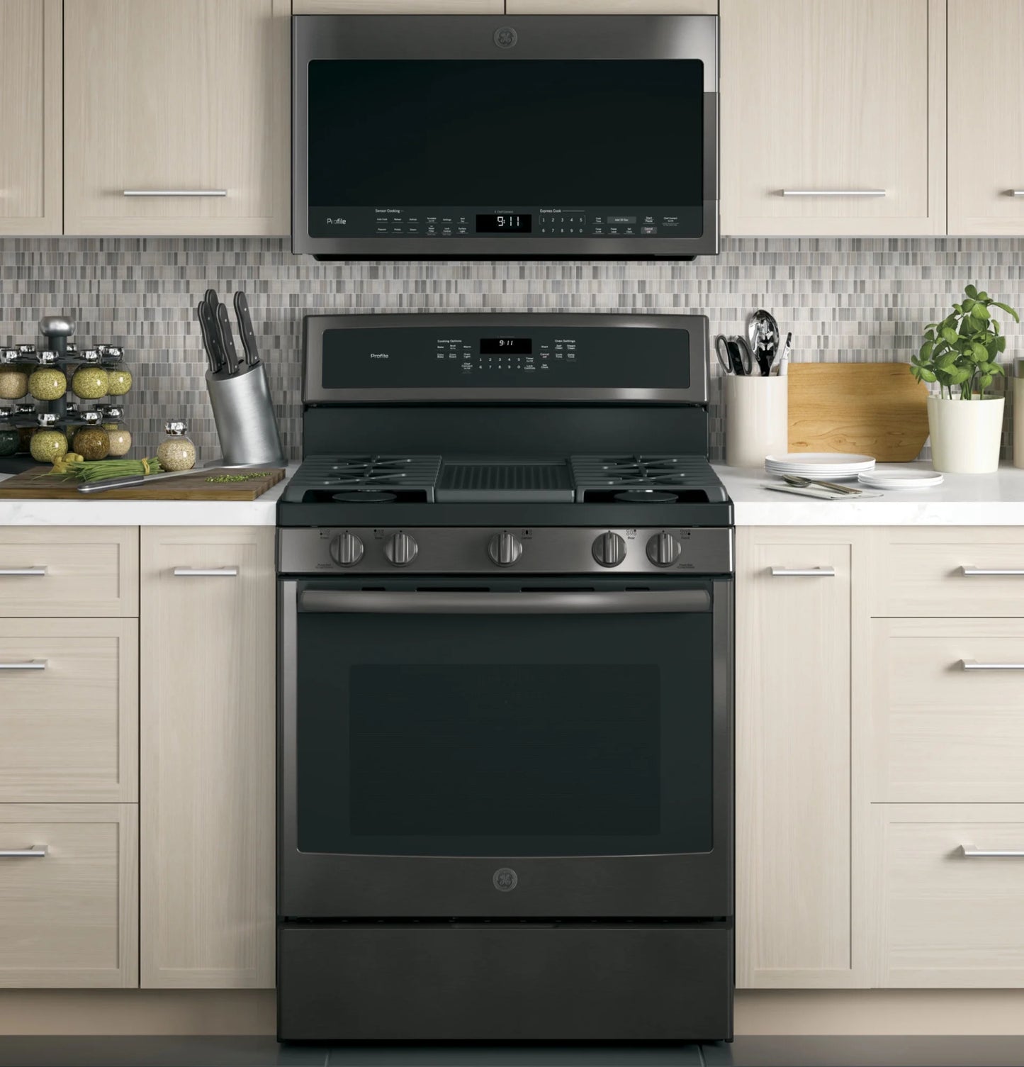 Ge Pvm9005Bl Profile 30" Wide 2.1 Cu. Ft. 1000 Watt over the Range Microwave - Stainless