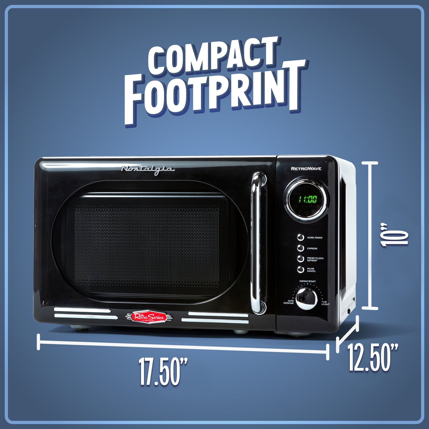 0.7 Cu Ft Retro Microwave Oven, 700W Countertop Microwave Oven with LED Display, Black