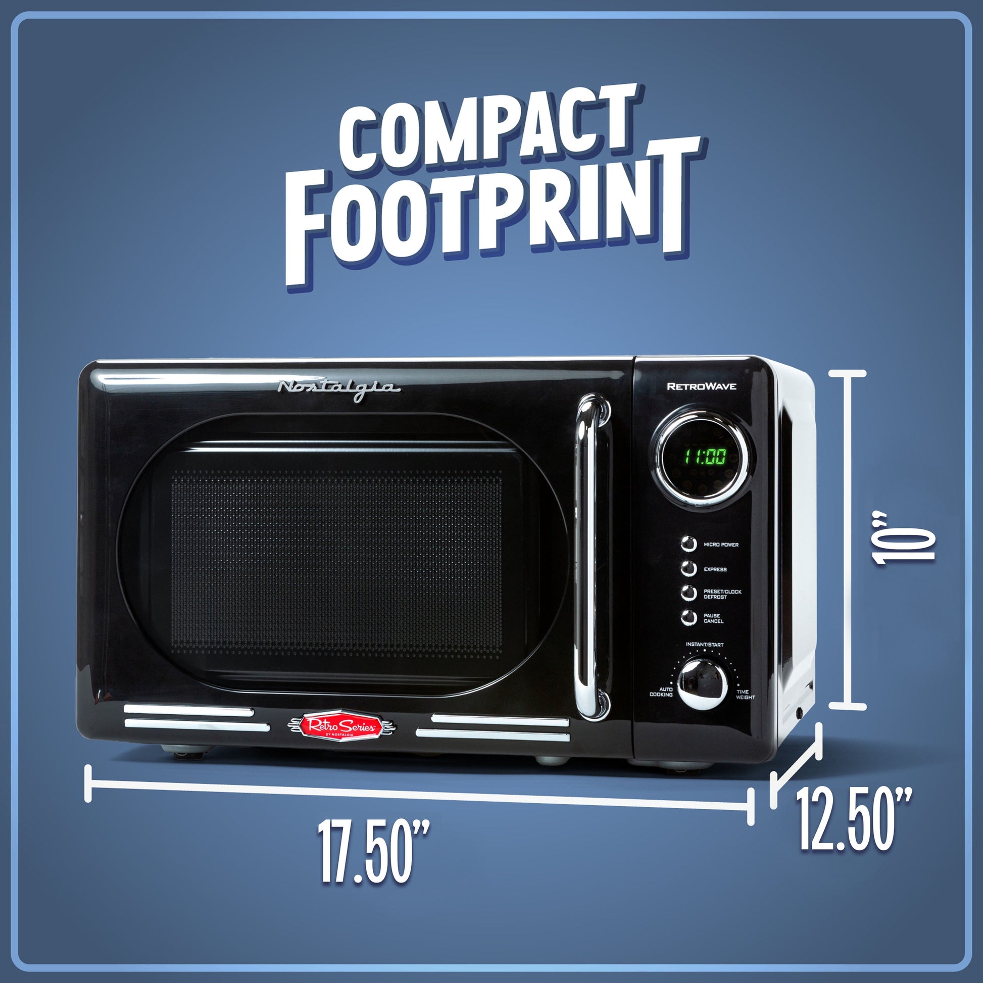 0.7 Cu Ft Retro Microwave Oven, 700W Countertop Microwave Oven with LED Display, Black