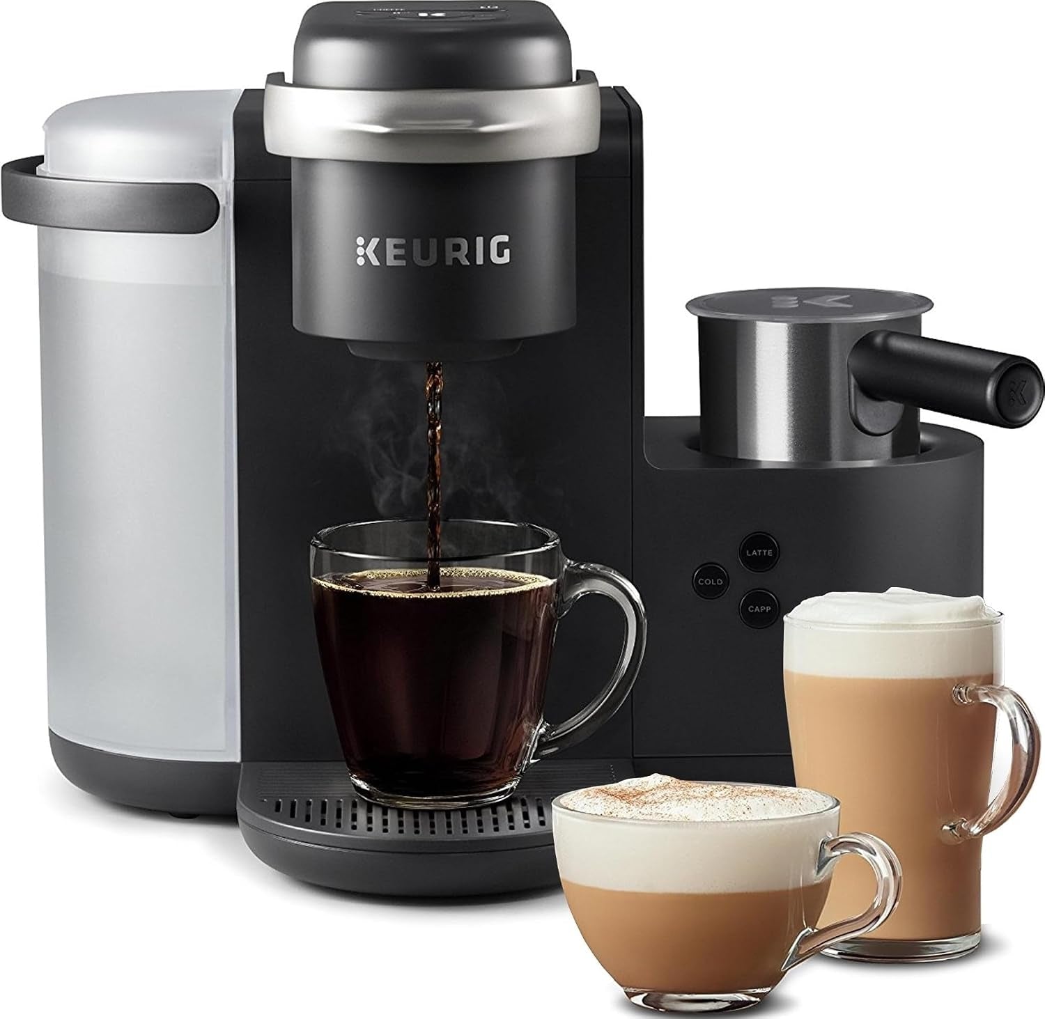 K-Cafe Single-Serve K-Cup Coffee Maker, Latte Maker and Cappuccino Maker, Comes with Dishwasher Safe Milk Frother, Coffee Shot Capability, Compatible with All  K-Cup Pods, Dark Charcoal | Dishwasher Safe Milk Frother