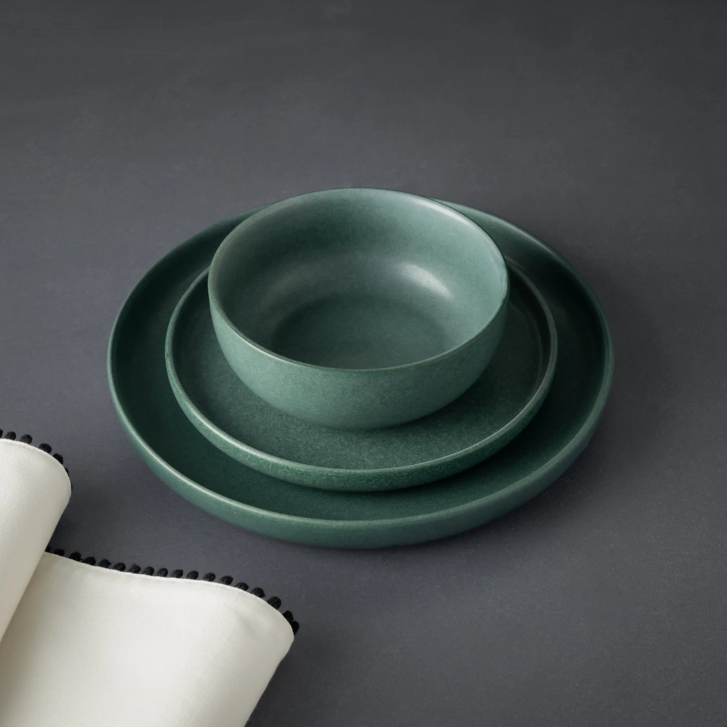 Thyme & Table 12-Piece Stoneware Dinnerware Set, Caspian Green
