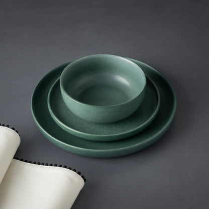 Thyme & Table 12-Piece Stoneware Dinnerware Set, Caspian Green