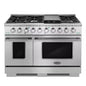 48 In. Vista Collection 6.6 Cu. Ft. Double Oven Gas Range, 8-Burners, LED Panel, Cast Iron Grates, Stainless Steel