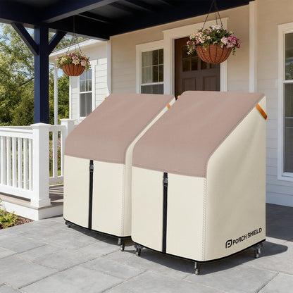 Patio Stackable Chair Covers - Waterproof Outdoor Stack of Chair Cover - 27W X 33D X 46H Inch, Light Tan & Khaki