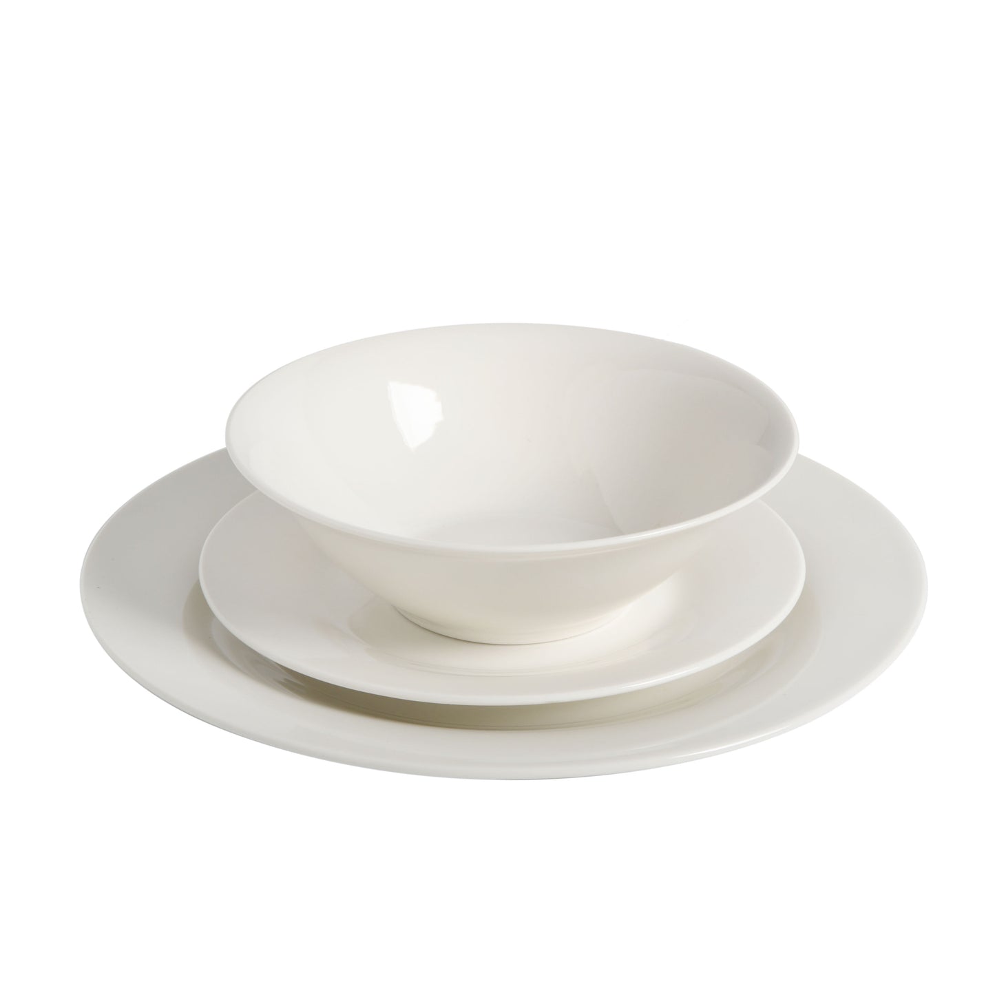 Everyday round White Stoneware Dinnerware Set, 12-Piece