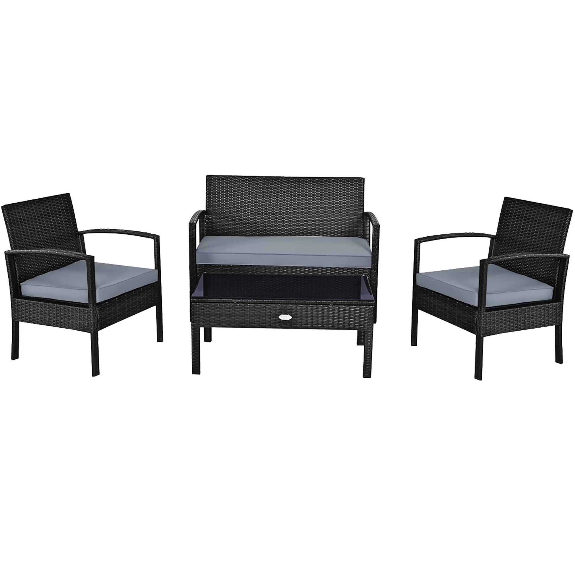 HW63756 4PCS Patio Rattan Furniture Set Garden Deck