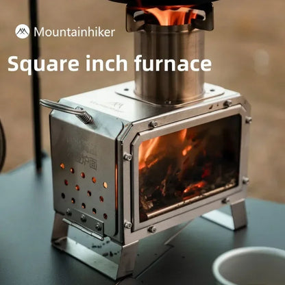 Upgrade Firewood Square Stove Stainless Steel Outdoor Fire Heater Stove Picnic Hiking Camping Wood Burner Stove