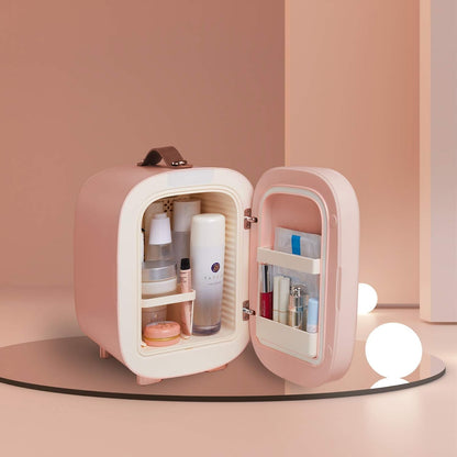 Mini Fridge, Professional Skincare Fridge, Mini Cosmetics Makeup Fridge, Compact Fridge 5 Liter (Pink)