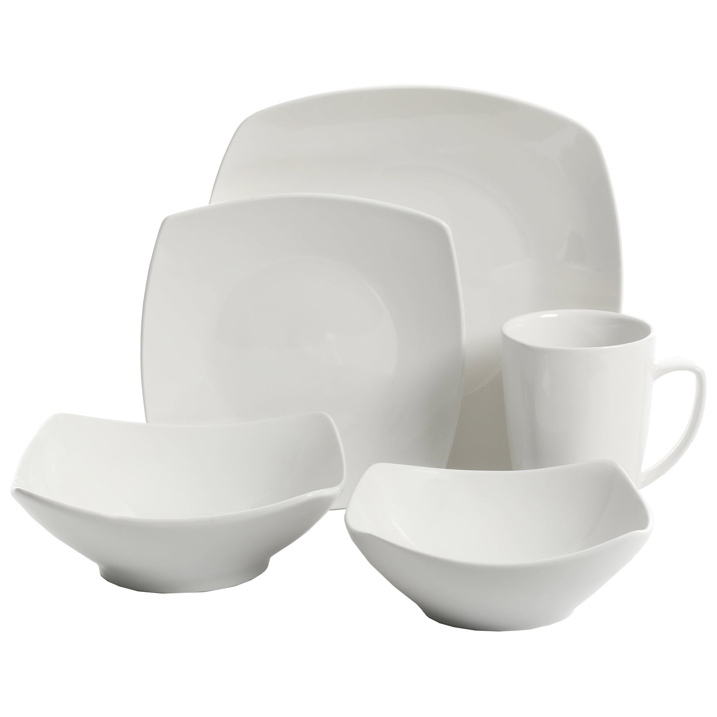 Everyday Square White Stoneware Dinnerware Set, 40-Piece