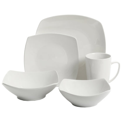 Everyday Square White Stoneware Dinnerware Set, 40-Piece