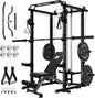 Power Cage Home Gym Package with Cable Crossover System | 1200LBS Power Rack, Weight Bench, Olympic Barbell & 230LBS Bumper Plates — All-In-One Home Gym