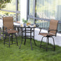 5 -Piece Brown and Black Bar Height Patio Dining Set Iron Square Table with 4 Brown Swivel Chairs