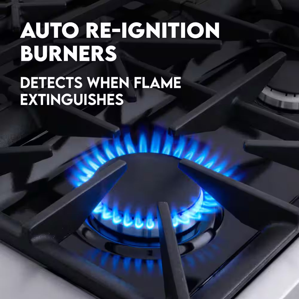 48 In. Vista Collection 6.6 Cu. Ft. Double Oven Gas Range, 8-Burners, LED Panel, Cast Iron Grates, Stainless Steel