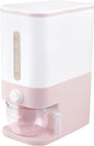 22.5-25 Lbs Pink Rice Dispenser, Rice Storage Container, Pink Rice Storage Container with Measuring Cup, Rice Holder Bucket for Household Kitchen Rice Soybean Corn