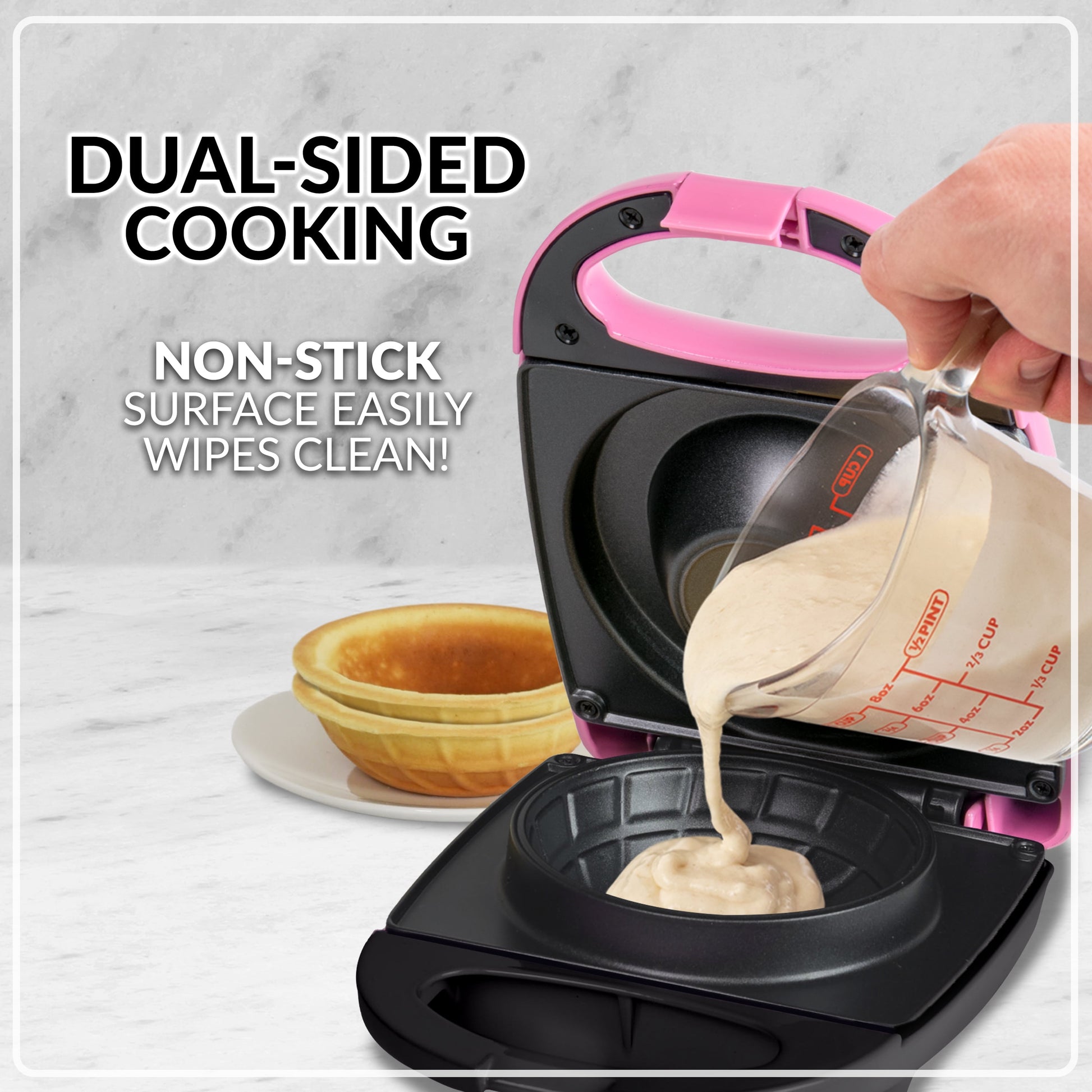 Mymini Personal Electric Waffle Bowl Maker, Pink