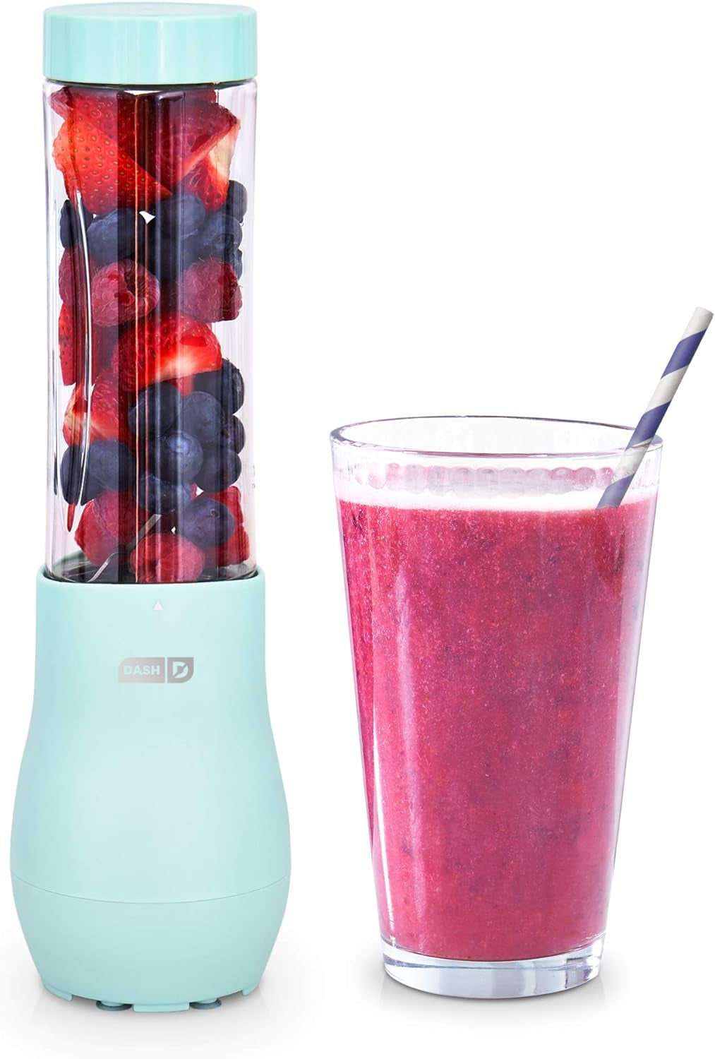Mighty Mini Blender - Small Personal Blender for Smoothies, Protein Shakes & Frozen Fruit with Travel Lid-Stainless Steel Blades, BPA Free Tritan™ Cup - 10 Ounce - Aqua
