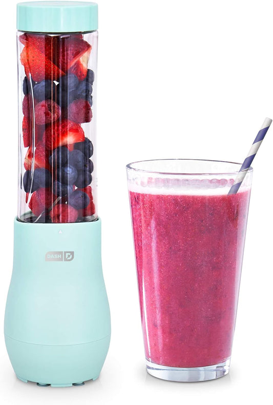 Mighty Mini Blender - Small Personal Blender for Smoothies, Protein Shakes & Frozen Fruit with Travel Lid-Stainless Steel Blades, BPA Free Tritan™ Cup - 10 Ounce - Aqua