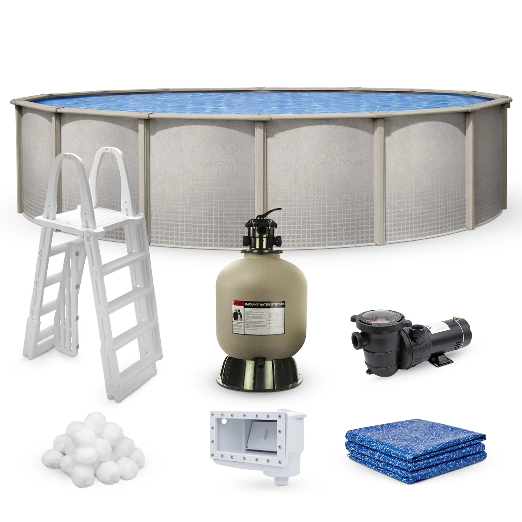 Impressions 18' round X 48" Wall Above-Ground Swimming Pools, Full Start-Up Kit