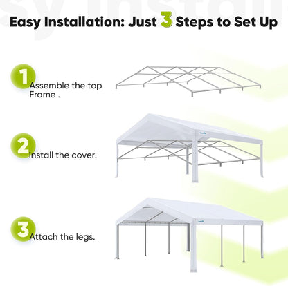 20X20Ft Heavy Duty Party Tent Outdoor Canopy with Mesh Windows | Side-Opening Screen Sidewalls, 1.5" Galvanized Steel Frame,160G PE Waterproof Canopy for Weddings, Parties & Events