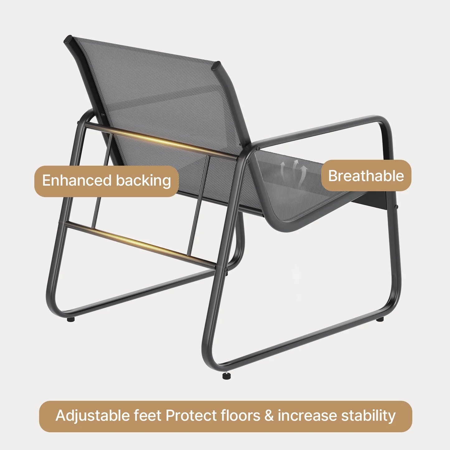 3-Piece Outdoor Bistro Furniture Set, 2-Seater Patio Conversation Chairs with Anti-Rust Metal Frame, Gray