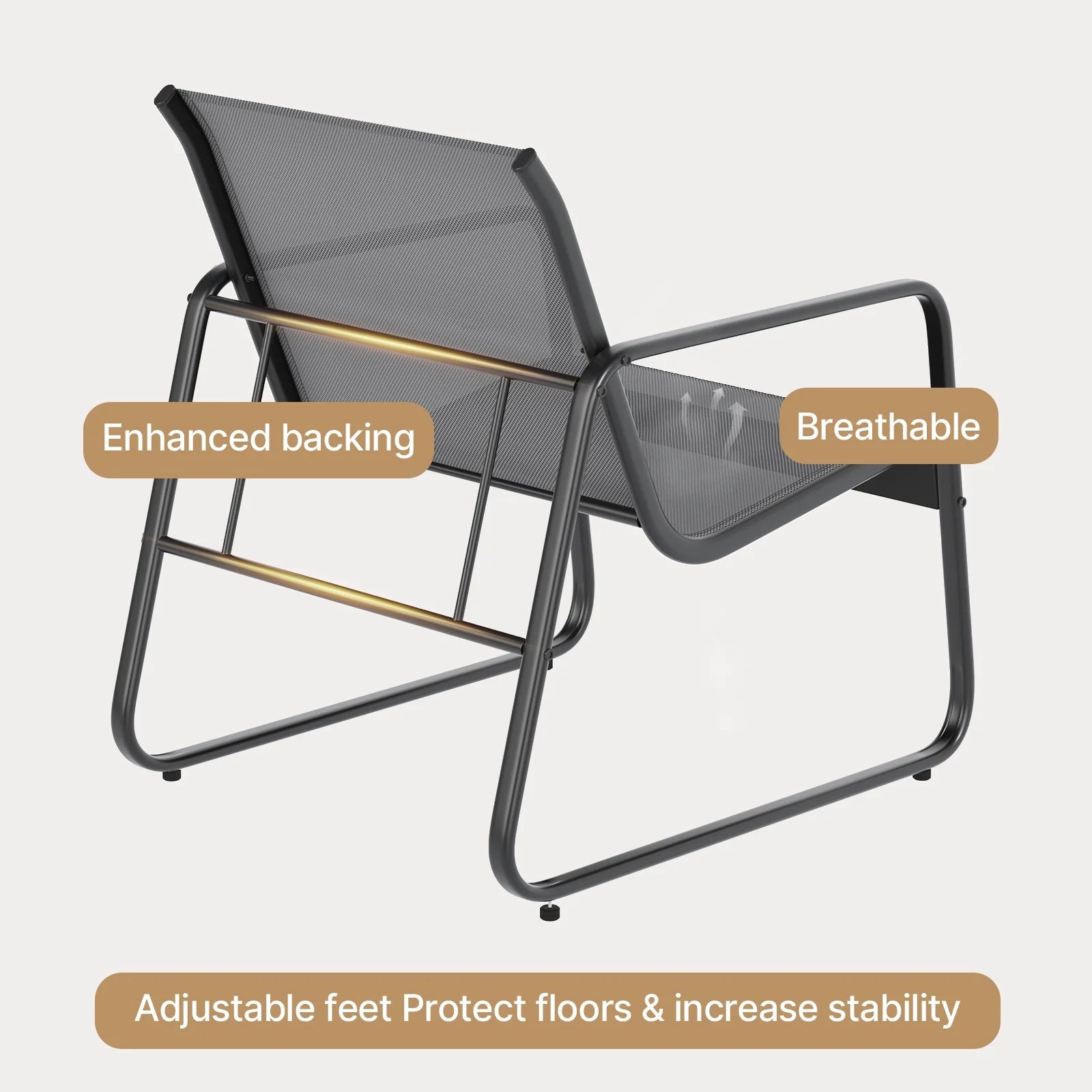 3-Piece Outdoor Bistro Furniture Set, 2-Seater Patio Conversation Chairs with Anti-Rust Metal Frame, Gray
