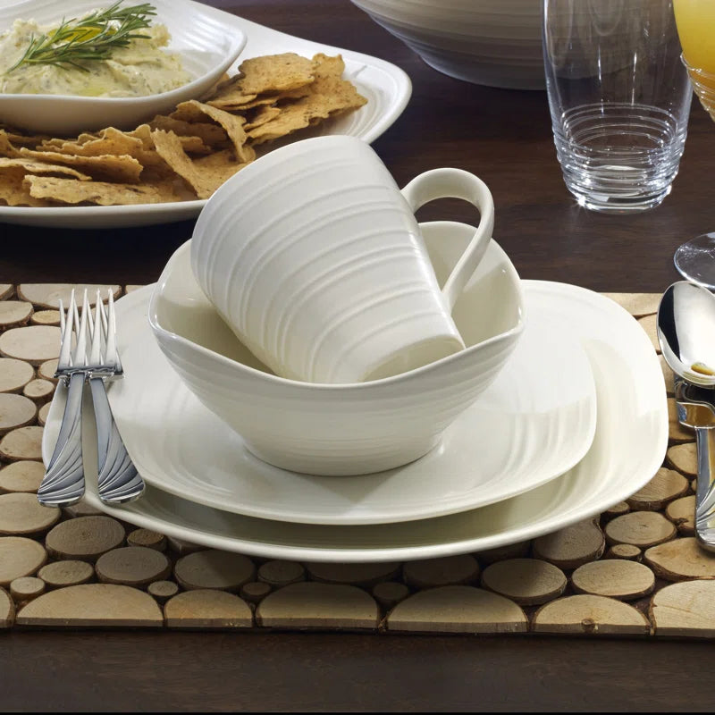 Swirl Square 16-Piece Dinnerware Set, Service for 4