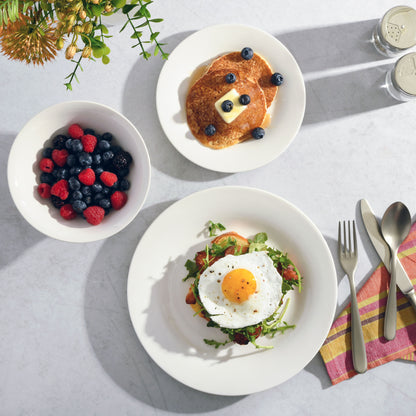 Everyday round White Stoneware Dinnerware Set, 12-Piece