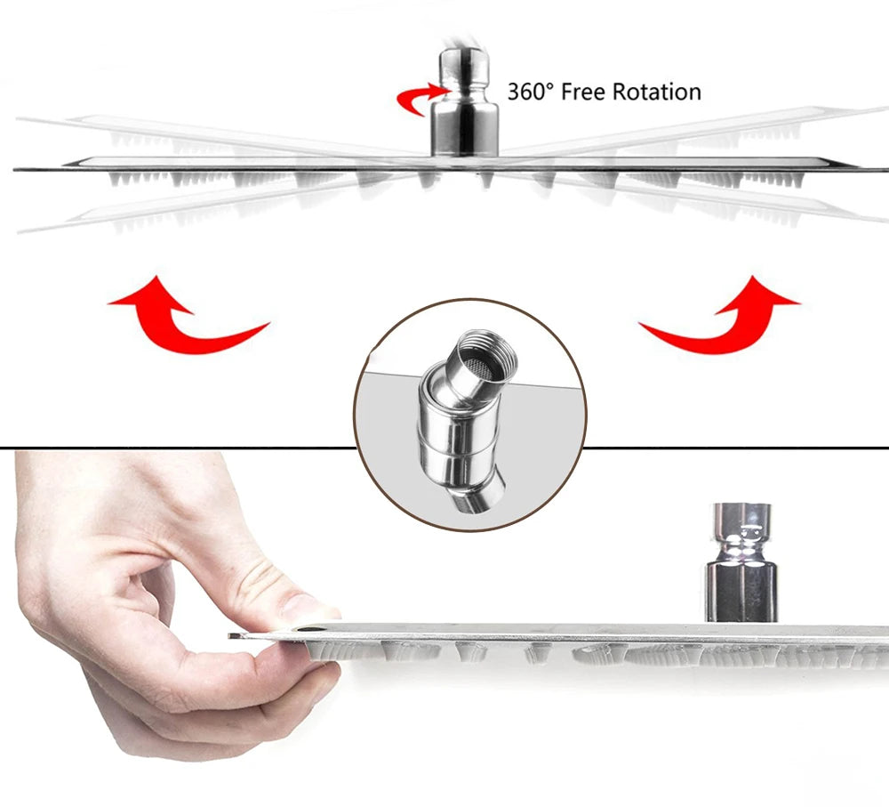 Wall Mount Rainfall Shower Faucet Set Chrome Concealed Bathroom Faucets System 16'' Head with Swivel Tub Spout Mixer Tap