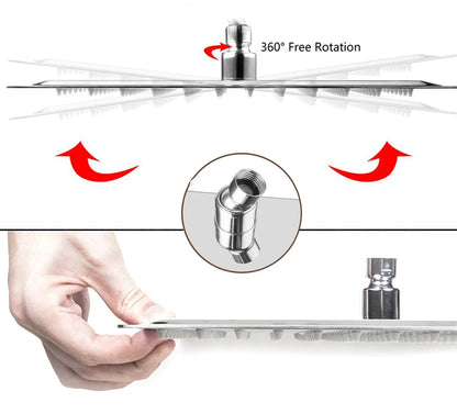 Wall Mount Rainfall Shower Faucet Set Chrome Concealed Bathroom Faucets System 16'' Head with Swivel Tub Spout Mixer Tap
