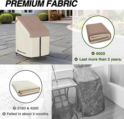 Patio Stackable Chair Covers - Waterproof Outdoor Stack of Chair Cover - 27W X 33D X 46H Inch, Light Tan & Khaki