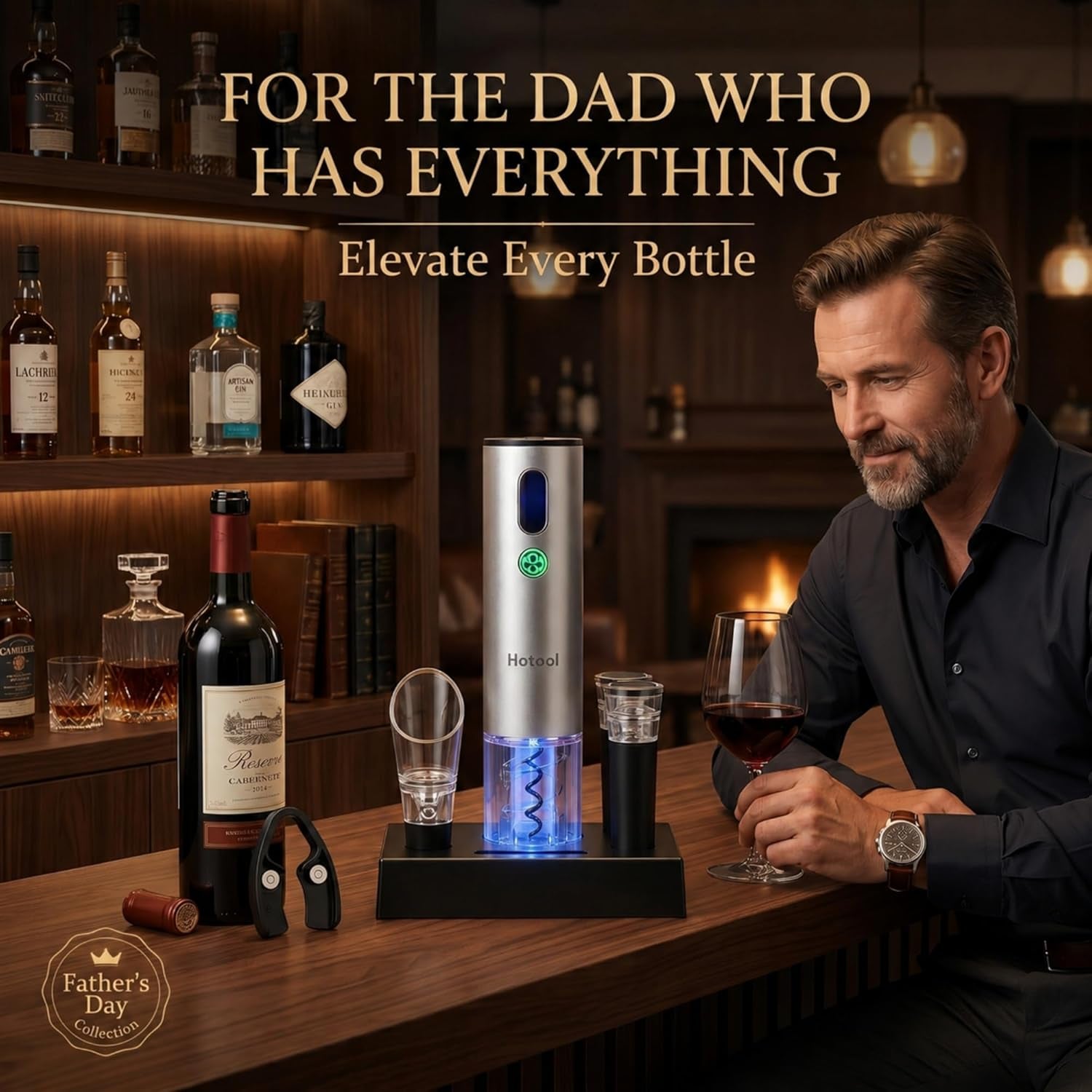 Electric Wine Opener with Wine Accessories -Rechargeable Wine Bottle Opener Set with Base, Wine Aerator, Foil Cutter and Wine Stoppers- Perfect Wine Gifts for Wine Lovers