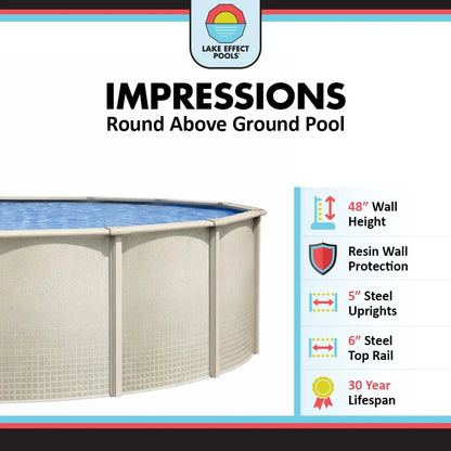 Impressions 18' round X 48" Wall Above-Ground Swimming Pools, Full Start-Up Kit
