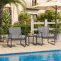 3-Piece Outdoor Bistro Furniture Set, 2-Seater Patio Conversation Chairs with Anti-Rust Metal Frame, Gray