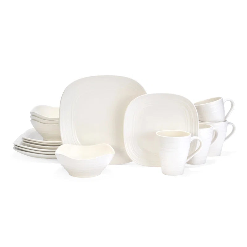 Swirl Square 16-Piece Dinnerware Set, Service for 4