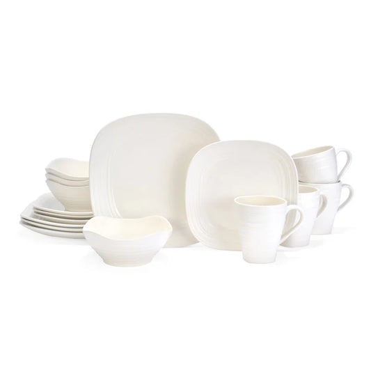 Swirl Square 16-Piece Dinnerware Set, Service for 4