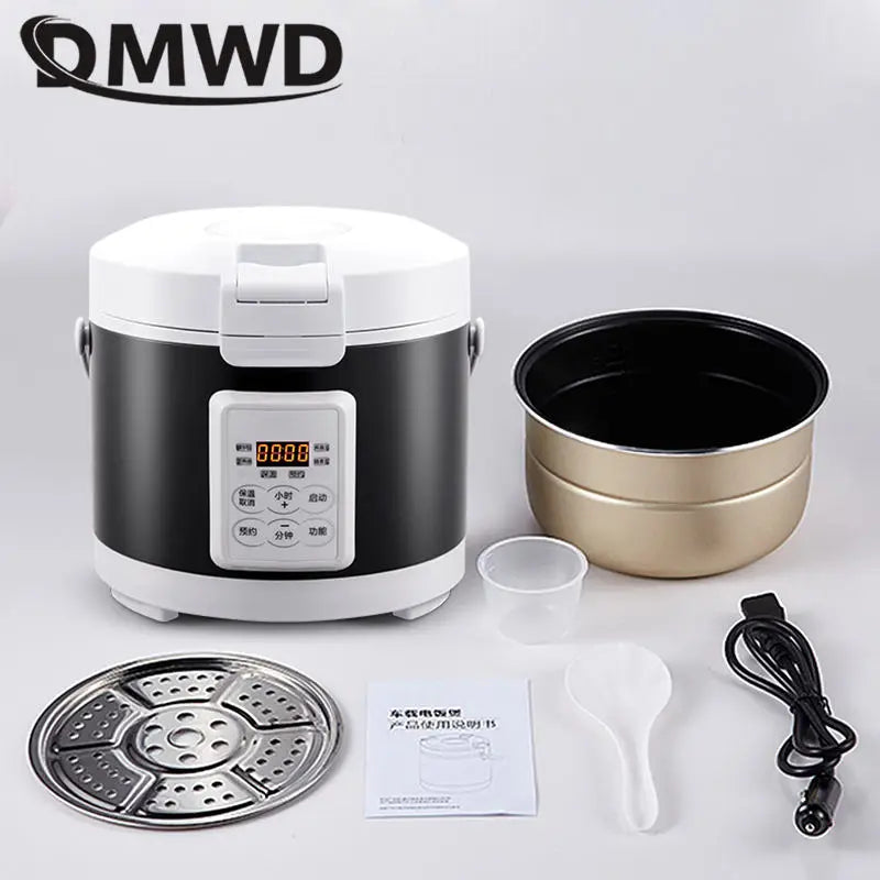 3L Smart Touch Panel Rice Cooker Vehicle-Mounted Multicooker Non-Stick Liner with Steamer Reservation Food Warmer Hotpot Boiler