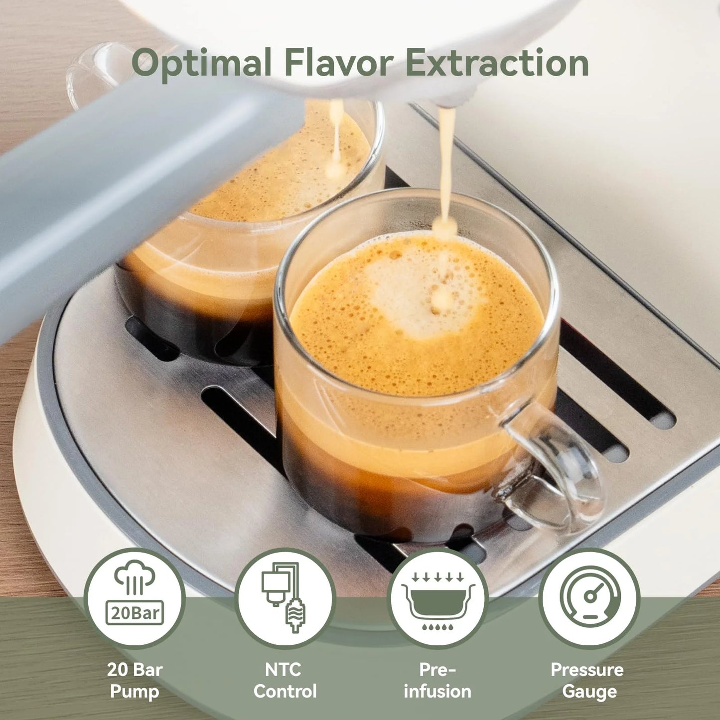 20 Bar Espresso Machine & Burr Grinder Combo, 35 Precise Grind Settings, Professional Automatic Coffee Maker, Perfect Gift for Coffee Lovers
