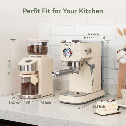 20 Bar Espresso Machine & Burr Grinder Combo, 35 Precise Grind Settings, Professional Automatic Coffee Maker, Perfect Gift for Coffee Lovers