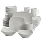 Everyday Square White Stoneware Dinnerware Set, 40-Piece