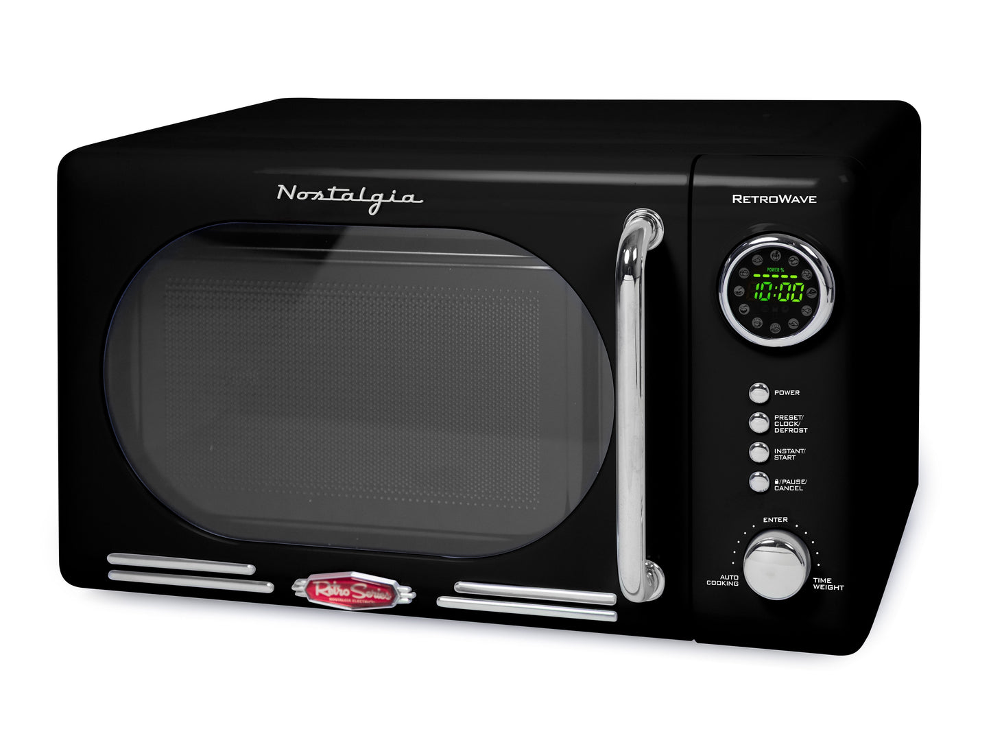 0.7 Cu Ft Retro Microwave Oven, 700W Countertop Microwave Oven with LED Display, Black
