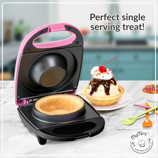 Mymini Personal Electric Waffle Bowl Maker, Pink