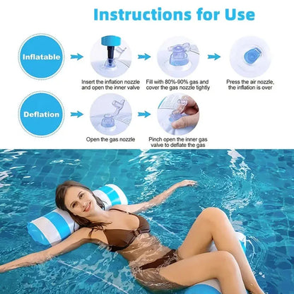 Foldable Floating Water Hammock Float Lounger Inflatable Pool Mat Floating Bed Chair Swimming Air Mattress Pool Accessories
