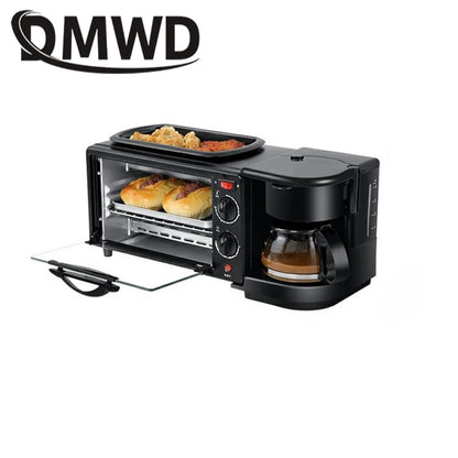110V/220V 3-In-1 Breakfast Machine Drip American Coffee Maker Cooker Teppanyaki Bread Pizza Oven Egg Omelette Frying Pan Toaster